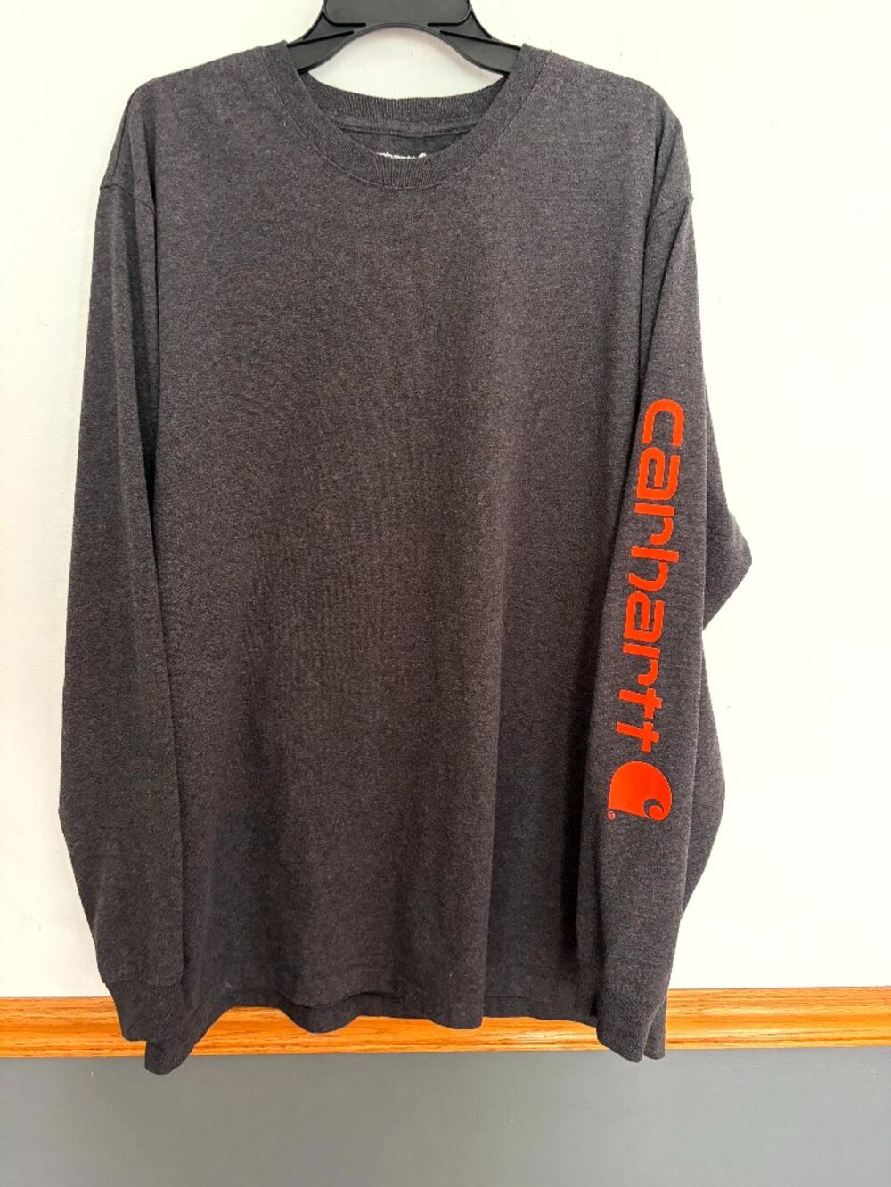 Grey (Orange Lettering) Carhartt Shirt Men's XL TALL Long Sleeve Loose Fit